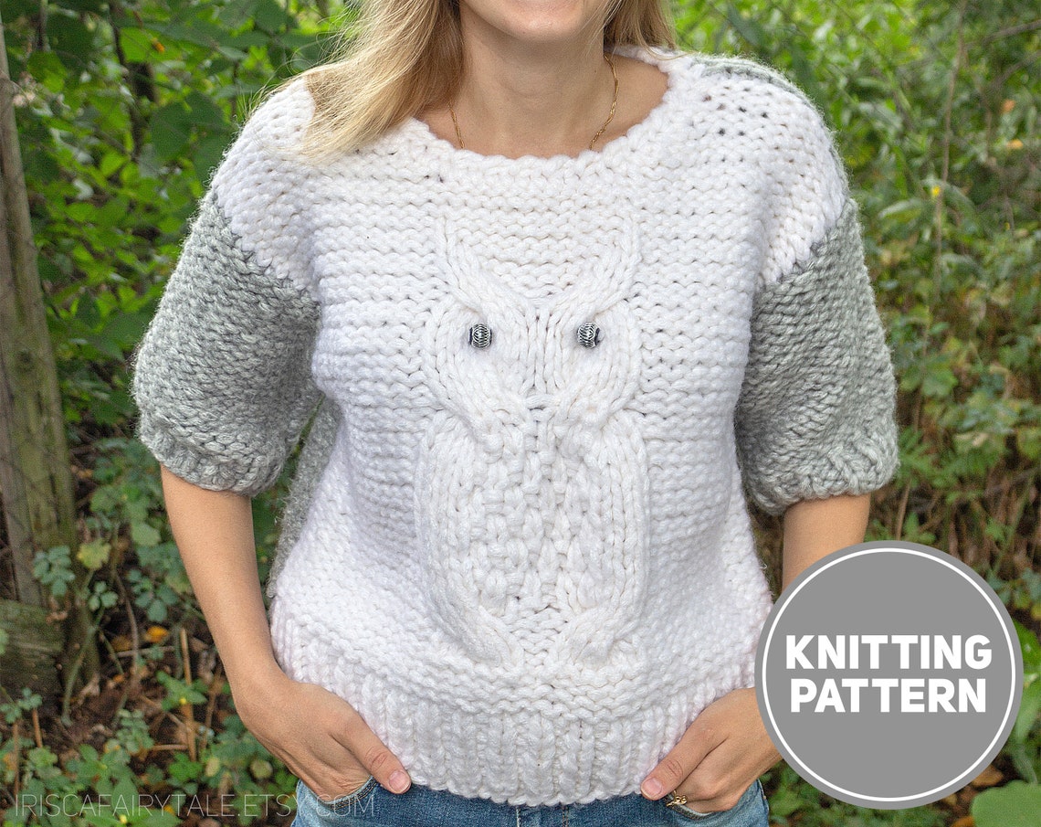 Owl Sweater Knitting Pattern // Chunky Oversized // Easy Heavy Etsy UK
