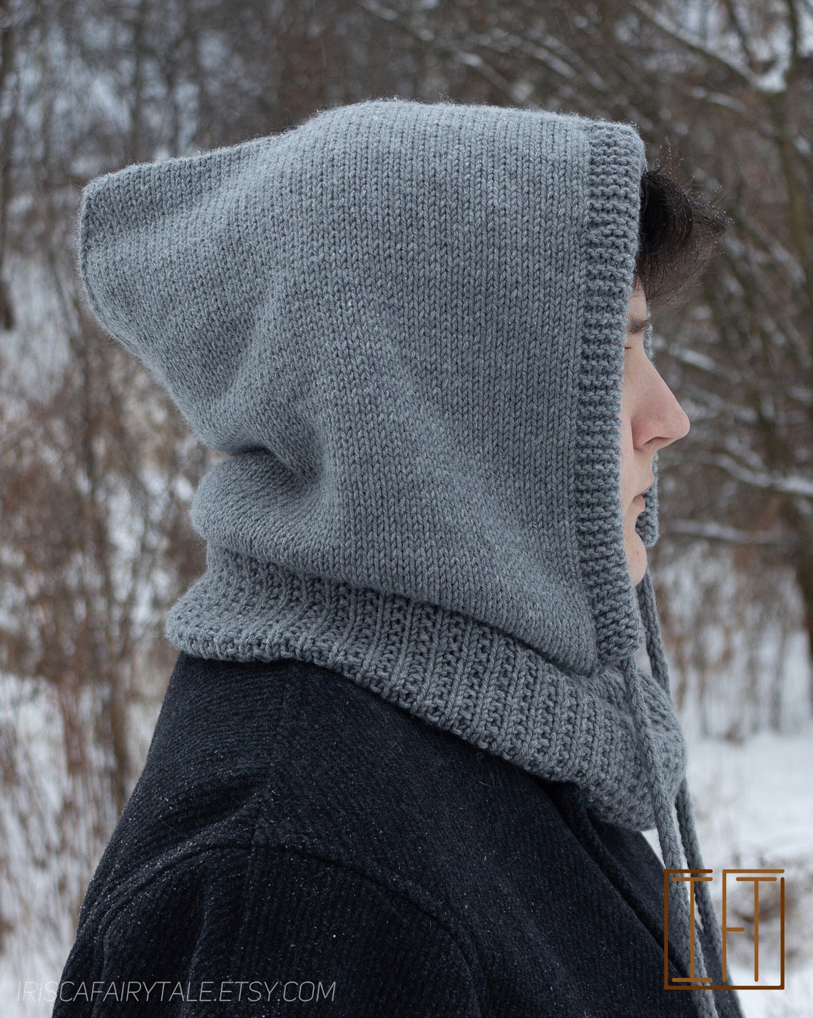 Mens Hooded Cowl Knitting Pattern // Easy Knitted CowlSnood Etsy España