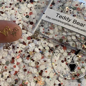 Teddy Bear Specialty Glitter, Chunky Glitter, Cosmetic, Gel Nail Glitter, Nail Art, Resin Molds, Acrylic Nails, Cosmetic,Craft