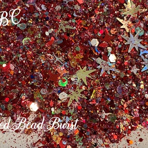 Red Bead Burst Glitter, Chunky Glitter, Cosmetic, Gel Nail Glitter, Nail Art, Resin Molds, Acrylic Nails, Cosmetic,Craft Glitter