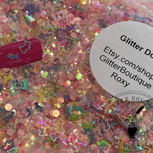 Glitter Dog, chunky glitter, chunky mix, gel nail glitter, nail art, resin molds, keychains, Solvent Resistant, craft glitter