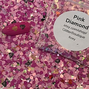 Pink Diamond Specialty Glitter, Chunky Glitter, Cosmetic, Gel Nail Glitter, Nail Art, Resin Molds, Acrylic Nails, Cosmetic,Craft