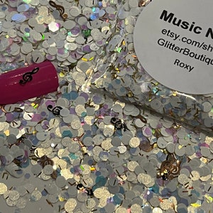 Music Note Specialty Glitter chunky glitter, chunky mix, gel nail glitter, nail art, resin molds, keychains, Solvent Resistant,craft glitter