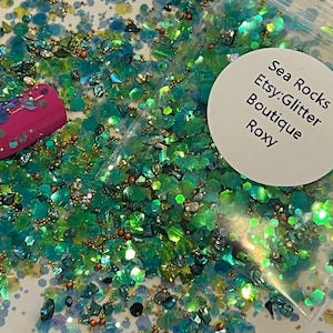 Sea Rocks Specialty Glitter, chunky glitter, chunky , gel nail glitter, nail art, resin molds, keychains, Solvent Resistant, glitter