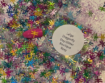 Large Dragonfly Glitter, chunky glitter, chunky mix, gel nail glitter, nail art, resin molds, keychains, Solvent Resistant, craft glitter