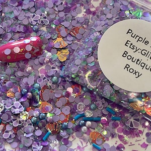 Purple Pearls glitter, chunky mix, gel nail glitter, nail art, resin molds, keychains, Solvent Resistant, craft glitter