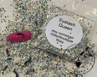 Eyelash Queen Glitter Chunky  glitter, chunky mix, gel nail glitter, nail art, resin molds, keychains, Solvent Resistant, craft glitter