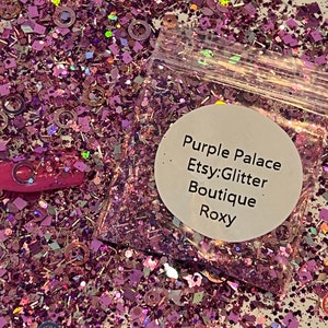 Purple Palace glitter, chunky mix, gel nail glitter, nail art, resin molds, keychains, Solvent Resistant, craft glitter