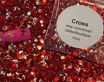 Cross Glitter Chunky  glitter, chunky , gel nail glitter, nail art, resin molds, keychains, Solvent Resistant, craft glitter