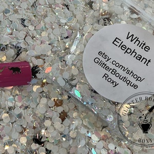 White Elephant Specialty Glitter, Chunky Glitter, Cosmetic, Gel Nail Glitter, Nail Art, Resin Molds, Acrylic Nails, Cosmetic,Craft Glitter