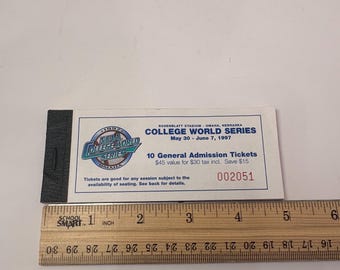 1997 NCAA College World Series Ticket Booklet Rosenblatt Stadium Omaha Nebraska Unused