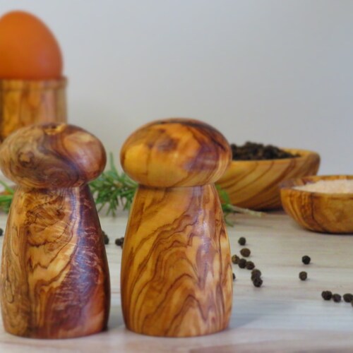 Olive Wood Salt and Pepper Shaker With Napkin Holder Set Etsy