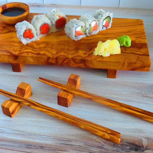 Sushi and sashimi serving set, Sushi board, 2 sets of chopsticks and 2 chopsticks rests, free and fast shipping, US seller.
