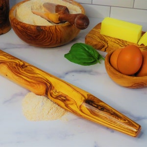 French tapered Olive wood rolling pin, best holiday gift, Free shipping, US seller