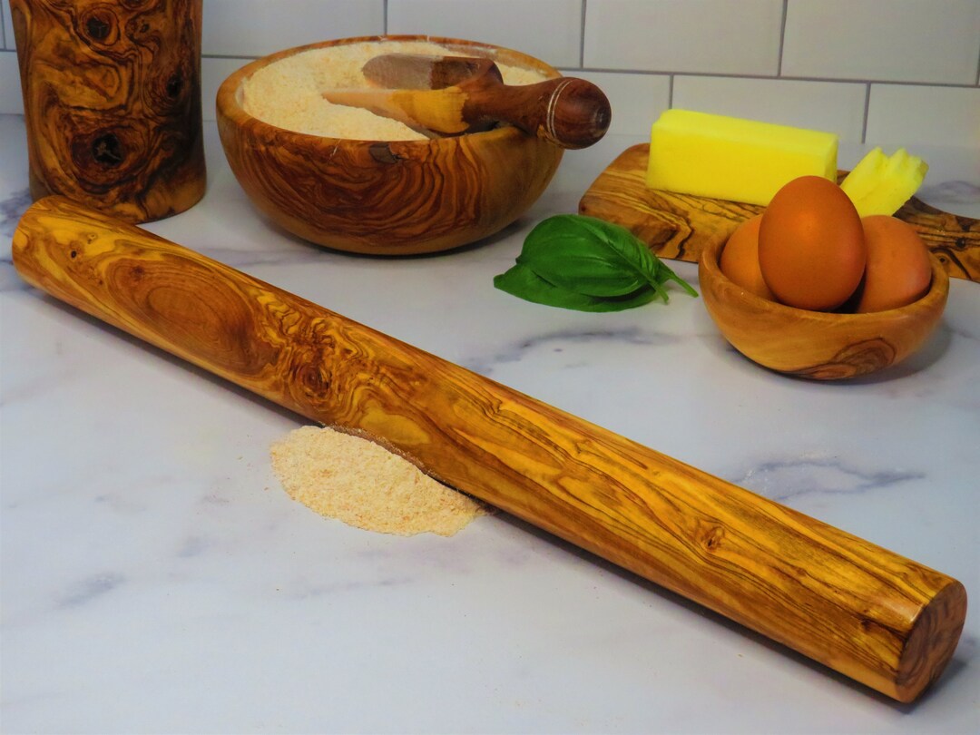 Large Olive Wood Baker Rolling Pin, Straight Dowel Rolling Pin, Best