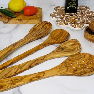 Olive wood 4-piece spoon set, free shipping, US seller