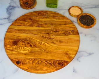Olive wood Round Pizza cheese board, free expedited shipping, US seller.