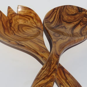 Olive wood short Pasta/Salad serving set, free shipping, US seller