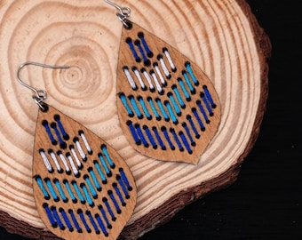 Laserskurna örhängen med chevronsöm: SVG PDF DXF-filer (digital nedladdning)