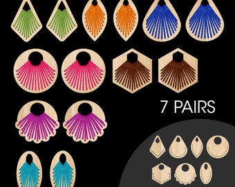 Embroidery Earring Laser Cut File: Peruvian Style (PDF, SVG, DXF)
