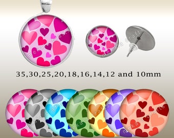 Hoja de collage digital con patrón de corazón para San Valentín, cabujón, diseño de impresión, descargas imprimibles, descarga digital, impresiones,