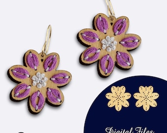 Blommigt broderiörhänge SVG: Laserskuren kronbladsstygnsdesign (PDF-instruktioner)