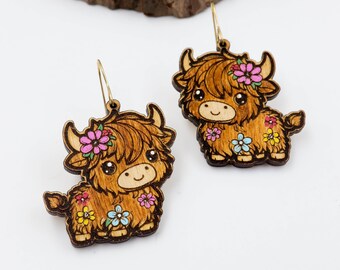 Highland Cow Laser Cut Earring File: SVG DXF PDF (Digital Download)