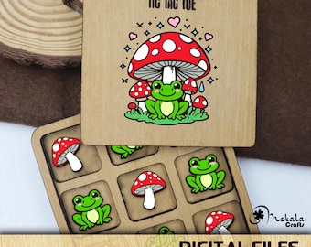 Mushroom Frog Tic Tac Toe Game: Laser Cut Files (Digital Download)