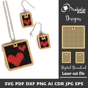 cross stitch Laser cut earring File cross stitch earring,Laser Cut svg, digital file svg for laser cut, wood acrylic laser cut