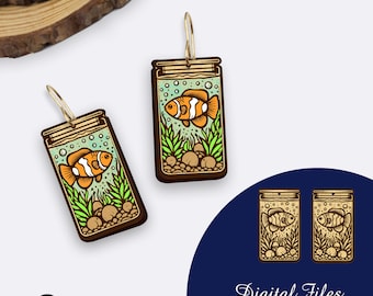 Clown Fish Tank Earrings Laser Cut File (SVG, PDF, DXF)