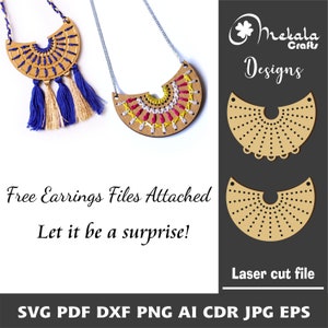 Laser Cut Embroidery Stitch Pendant Earring File (Digital File)
