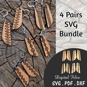 Tribal Earrings SVG Bundle: Laser Cut Dangle Earring Designs (Digital Download)