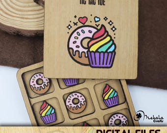 Donut & Cupcake Tic Tac Toe Game: Laser Cut Files (Digital Download)