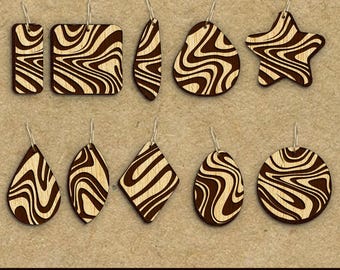 Marble Waves Earring Laser Cut File: Wood Earrings, Glowforge SVG (Digital Download))
