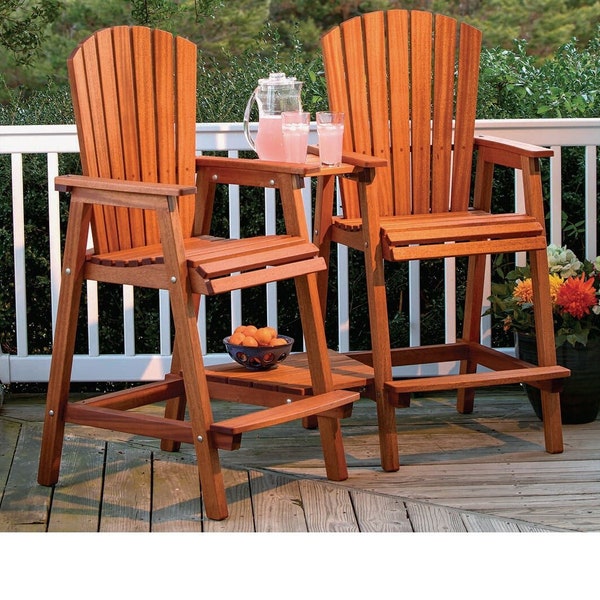 Tall Adirondack Table and Chair EZ Woodworking Outdoor Furniture Building Plan #101