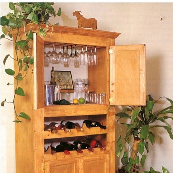 Wine Storage Cabinet and Serving Bar - Complete Digital PDF Building Plans Instant Download