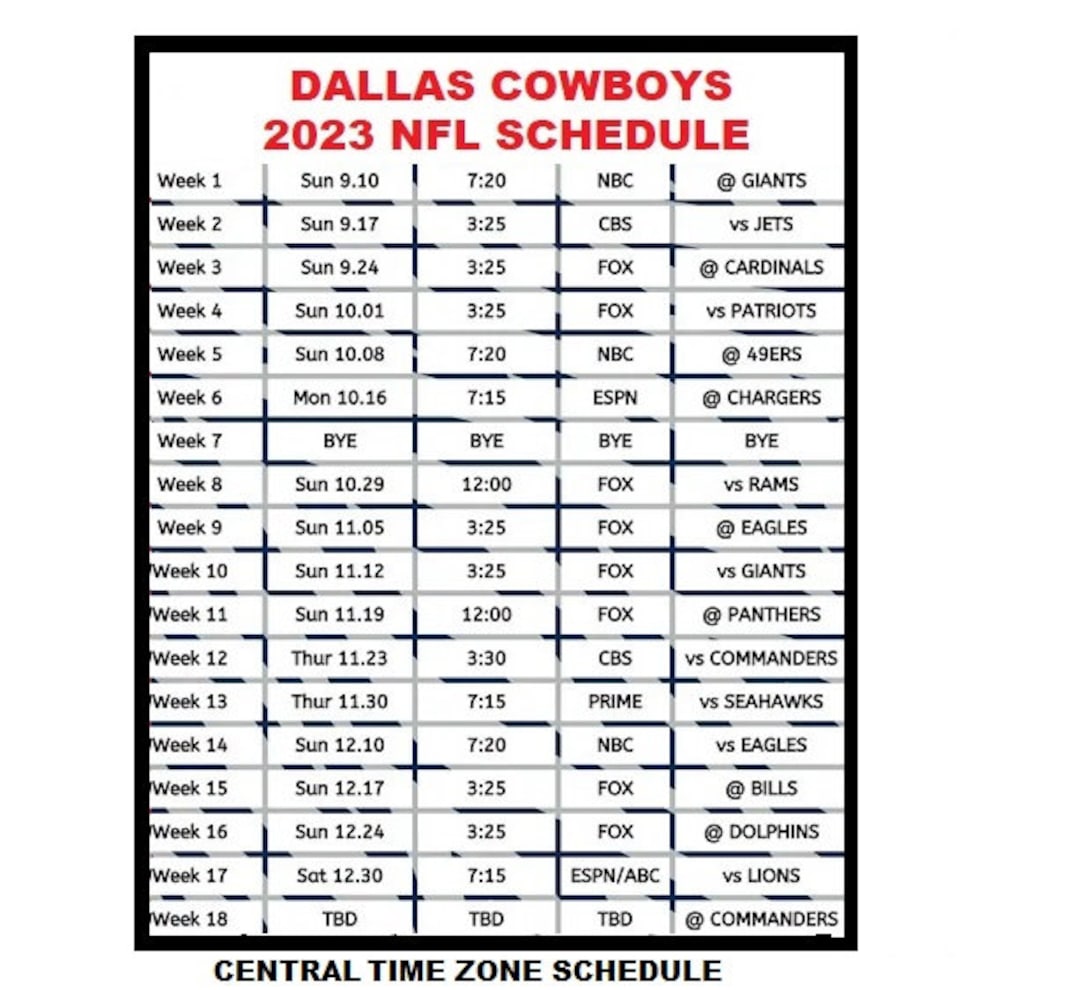 2023 Dallas Cowboys schedule: See dates, times for all regular