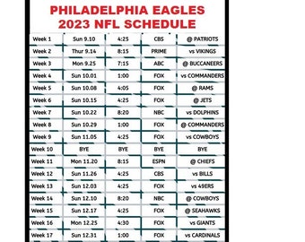 Custom Philadelphia Eagles Football Schedule Magnets