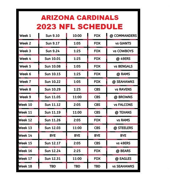 phoenix cardinals schedule