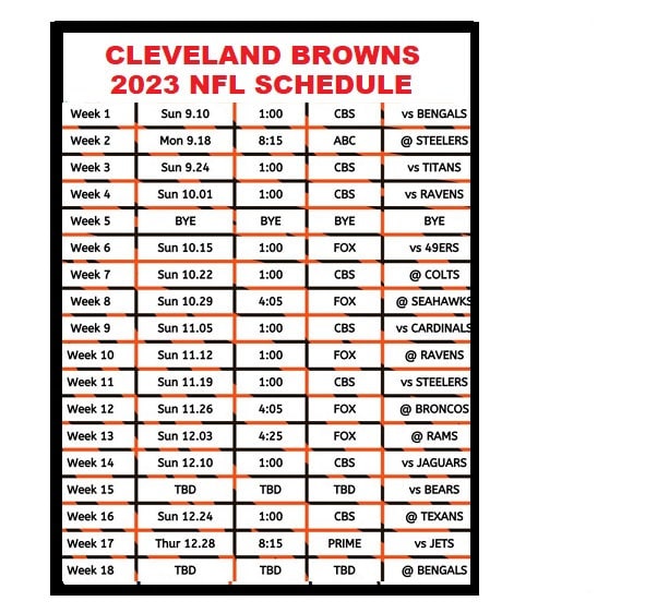 Cleveland Browns 2023-2024 home game schedule
