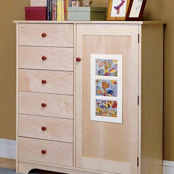 Nice Kids Storage Cabinet and Easel EZ Woodworking Furniture Building Plan INSTANT DOWNLOAD 119