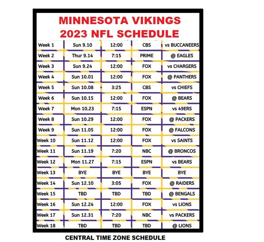 mn vikings 2023 schedule