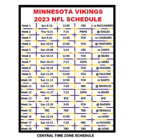 vikings new schedule