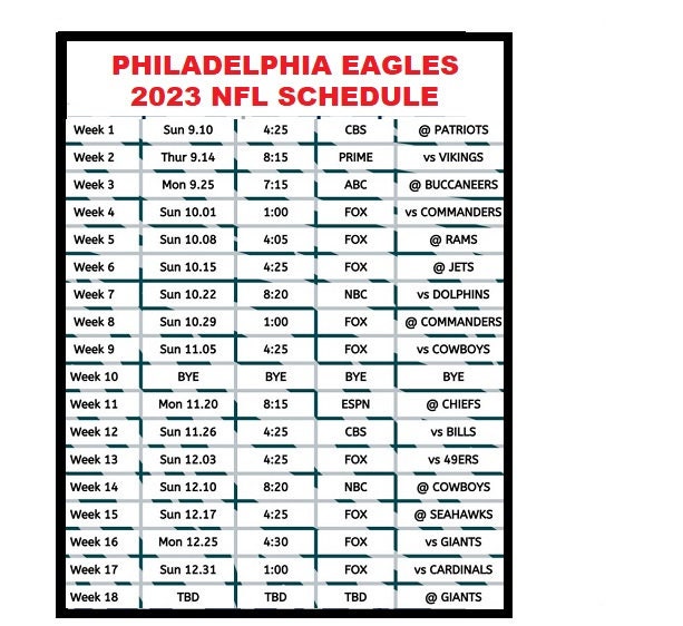 nfl eagles schedule