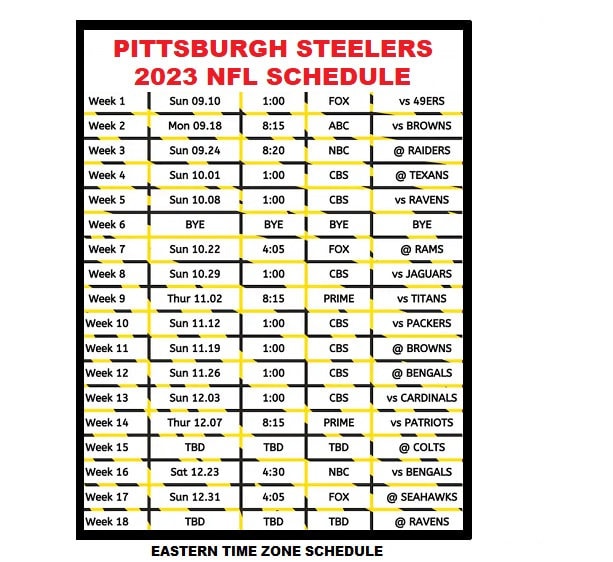 steelers schedule 2023