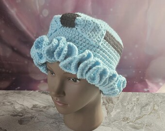Premade Crochet Bubbles Large sized Curly Ruffled Bucket Hat