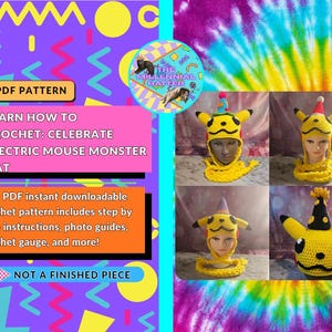 Crochet Pattern for The Celebrate Electric Mouse Monster Hat | PDF Download Only |