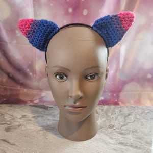 Premade Crochet LGBTQIA+ Bisexual Pride Flag Cat Ears Headbands | Hair Accessories |