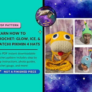 Pattern for Crochet Pikmin 4 Oatchi, Ice, and Glow Type Pikmin Inspired Character Hats | PDF Download Only |