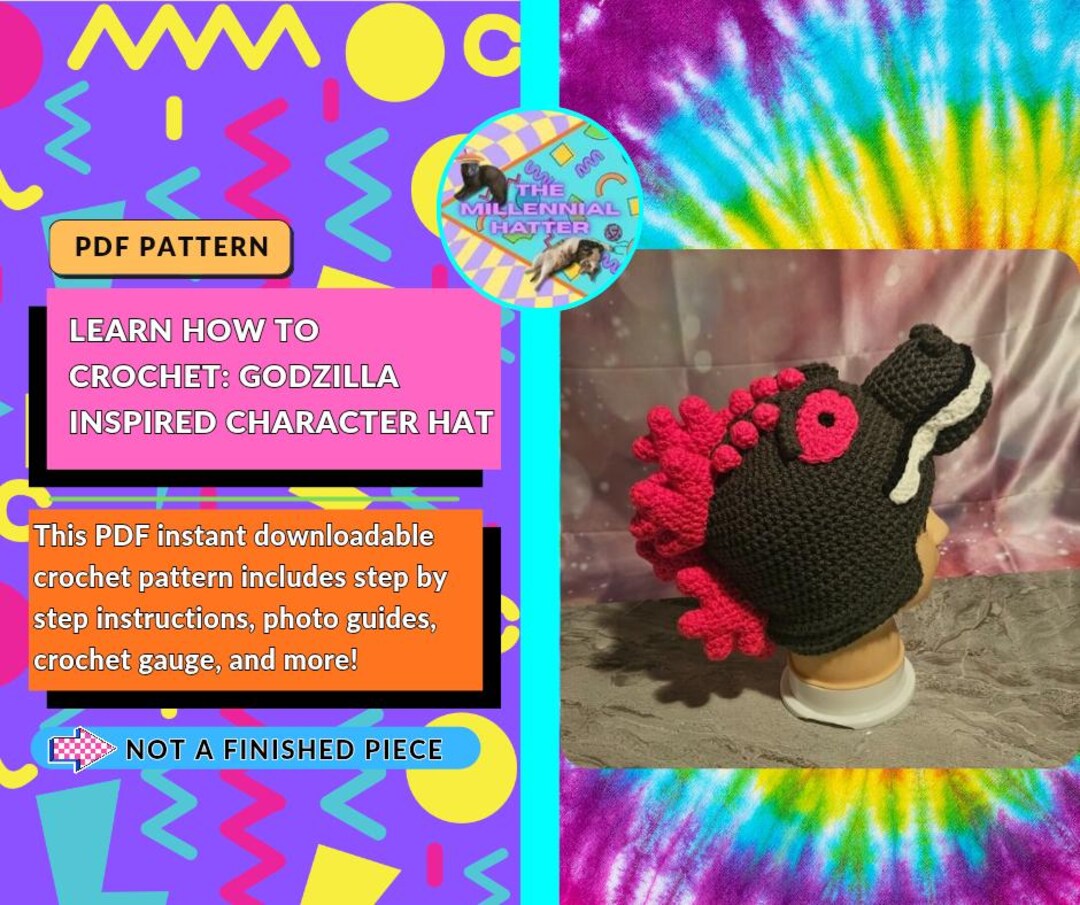 Sweeter Godzilla Pattern Pattern for Crochet Godzilla Inspired Character Hat | PDF Download Only ...